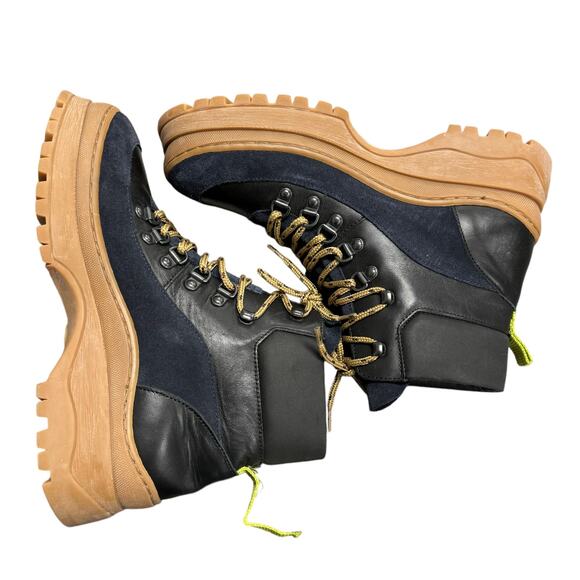 Ted Baker Allicia Black Lace Up Combat Boots - Picture 2 of 9